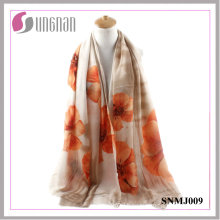 2016 Spring Elegance Shawl Begonia Print Satin Cotton Scarf